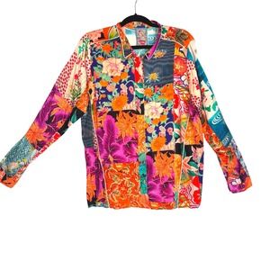 Johnny Was Grace Bailey Button Up Silk Blouse